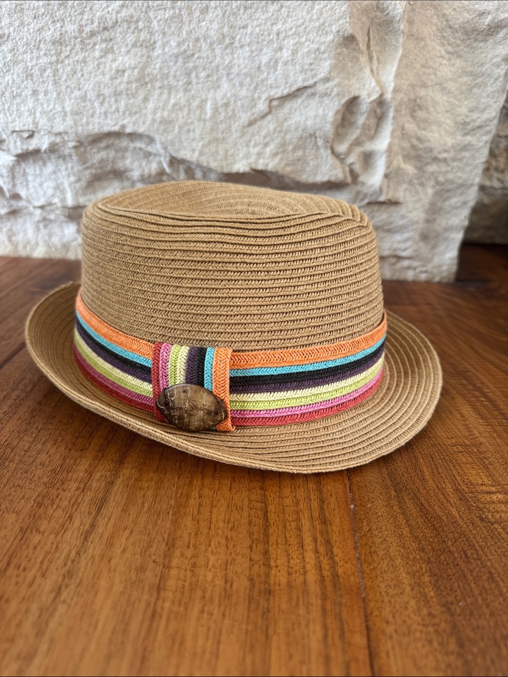 Panama Jack Colorful Striped Fedora Sun Hat One Size